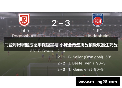 海登海姆崛起成德甲保级黑马 小球会奇迹挑战顶级联赛生死战 海登海姆崛起成德甲保级黑马 小球会奇迹挑战顶级联赛生死战